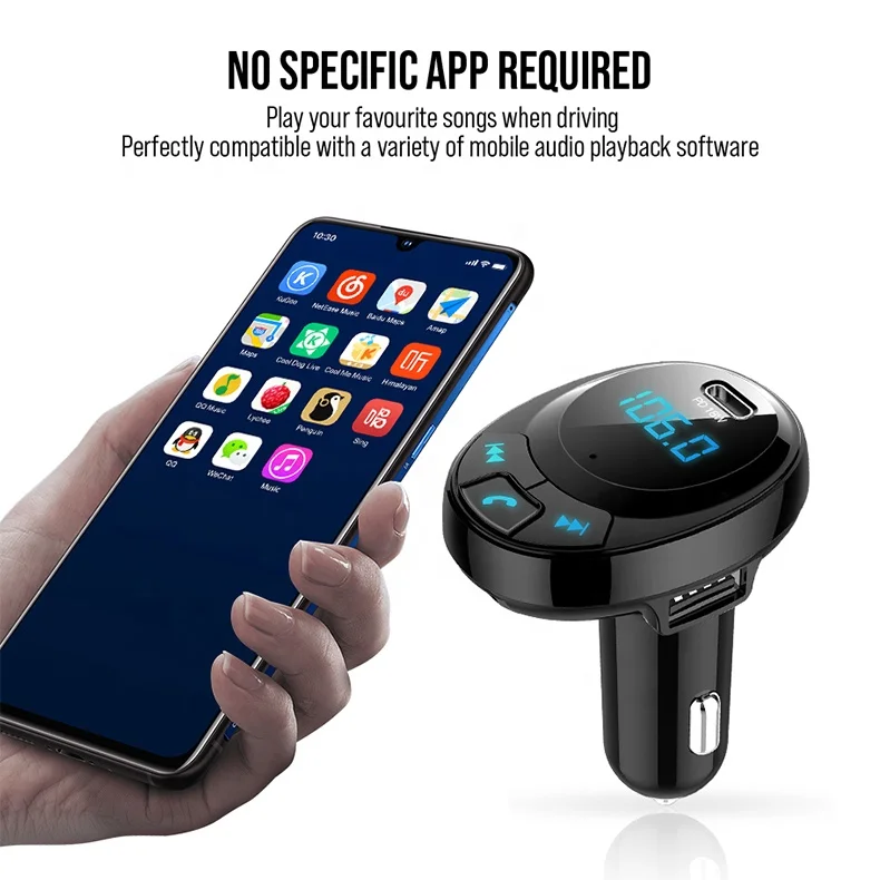 Автомобильный MP3 плеер Bluetooth 5 0 FM передатчик Type-C 18 Вт PD Dual USB быстрое зарядное устройство u-диск tf-карта двойной автомобильный комплект