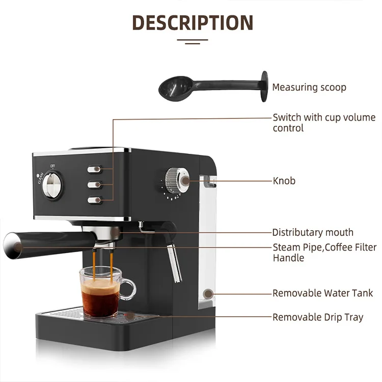 Multi-function Semi-automatic 20 Bar Italy Commercial Espresso Coffee Roasting Maker Machine