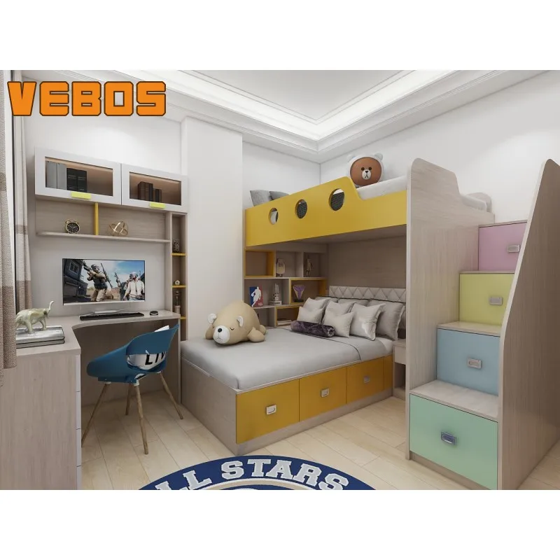 factory direct design customized teen boys bedroom furniture set and high quality children bedroom with two bed furniture sets