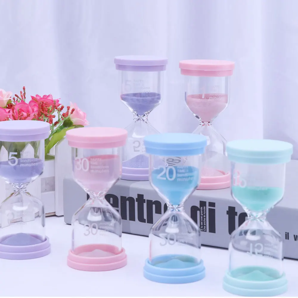Factory hot sale 1 2 3 4 5 minute gift colorful souvenir set glass sand timer design hourglass