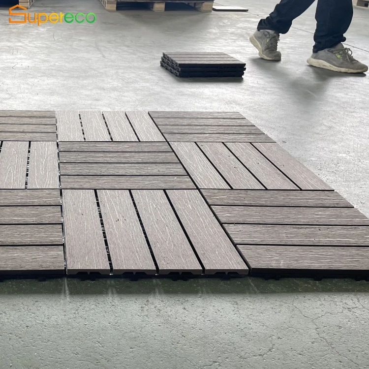 Hot Sale Anti-slip Terrace Tiles 300*300*20mm Easy Install WPC Diy Tiles Waterproof Interlocking Deck Tiles