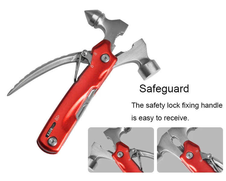 
Hot selling Multi function Hammers Outdoor Tool Claw Hammer Pliers Folding Cutter Sawtooth Bottle Opener Screwdriver Scale Saw 