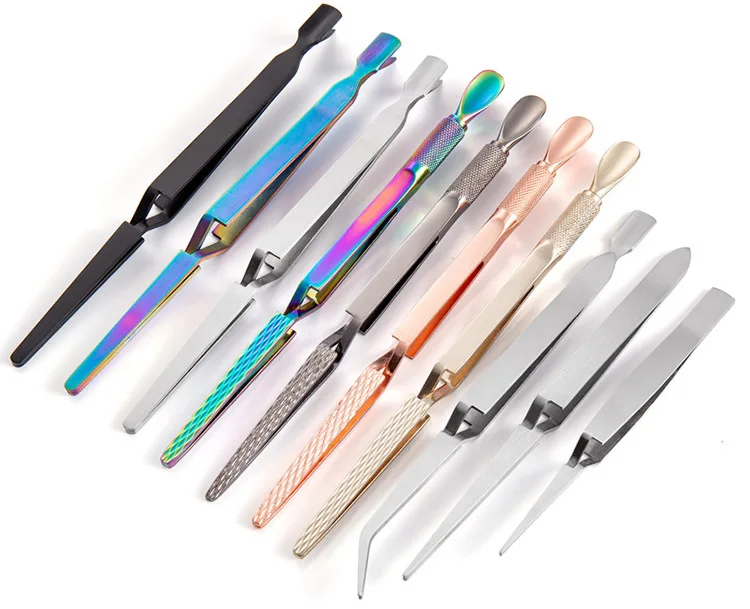 Stainless Steel Straight Curved Nail Art Shaping Tweezers Pinching Cuticle Remover Shaping Clip Tweezers