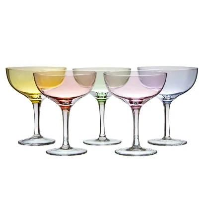 Customized wine utensils, handmade crystal square colored red wine glasses, available for family gatherings