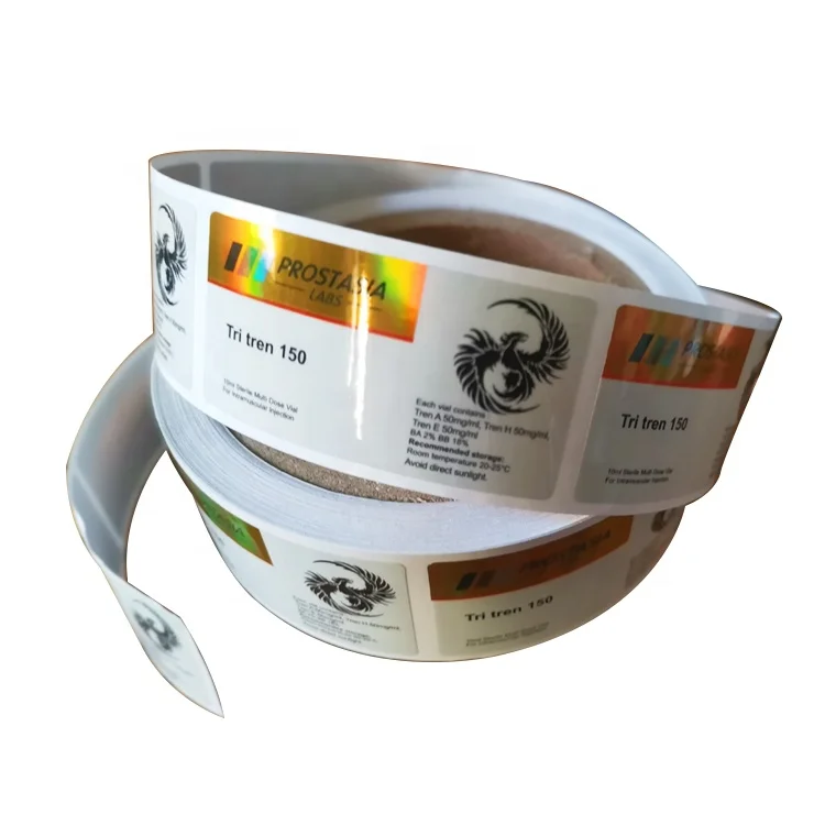 V-535 Free design custom printing hologram gen pharma 2ml 10ml vial label glass bottle labels