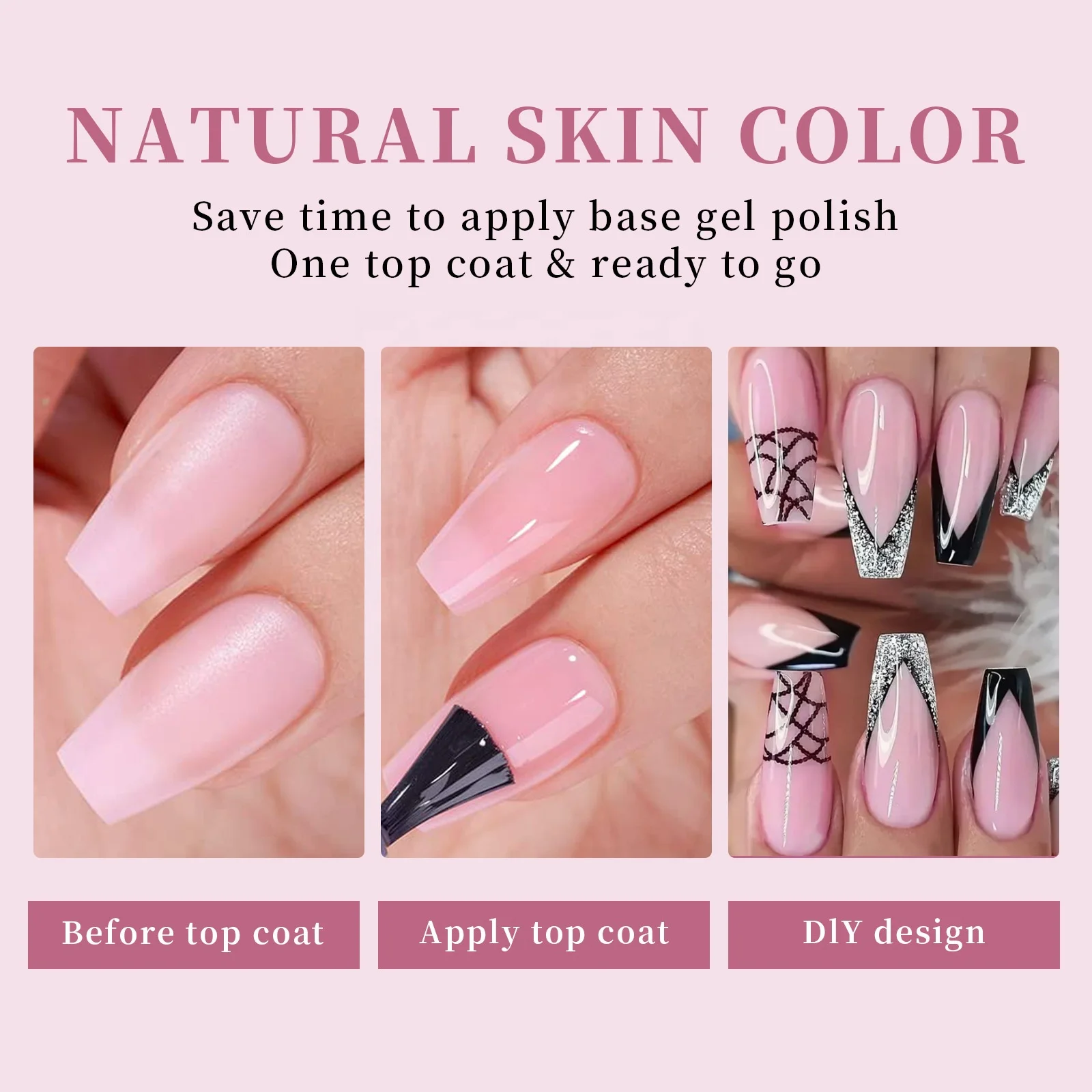 Manicure Nude Color Traceless Nail Removable French Soft Gel Nail Tips 3 in 1 X-coat Tips Premade Manicure Press on Nail