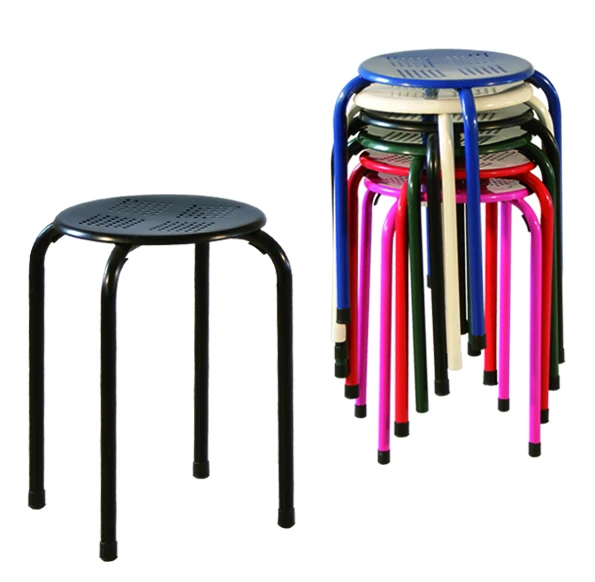 Modern full metal  cheap colorful portable small round stackable stool