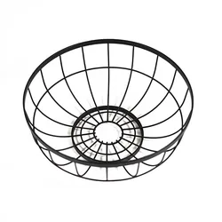 Black round metal fruit and vegetable  storage basket for  kitchen wholesale supply