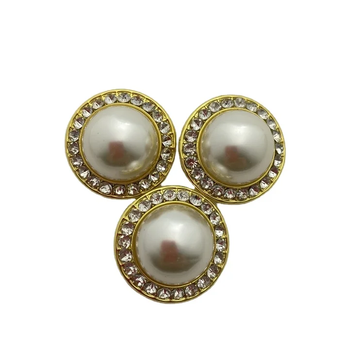 Hot Sale Zinc Alloy Rhinestone Abs Pearl Shank Mushroom White Aluminum Covering Half Ball Shank Button