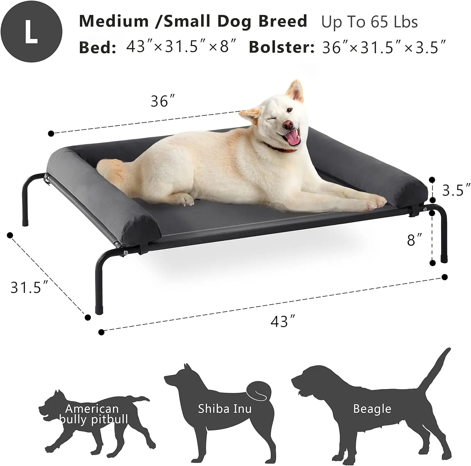 cooling raised pet bed is lightweight and designed with 4 anti-slip rubber mats for travel garden use