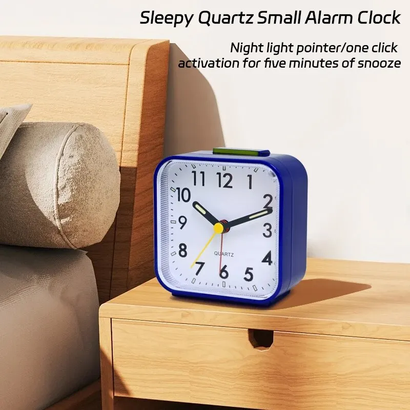 1pc Simple Night Light Small Alarm Clock, Bedside Desktop with Snooze Function Household Creative Plastic Quartz Clock