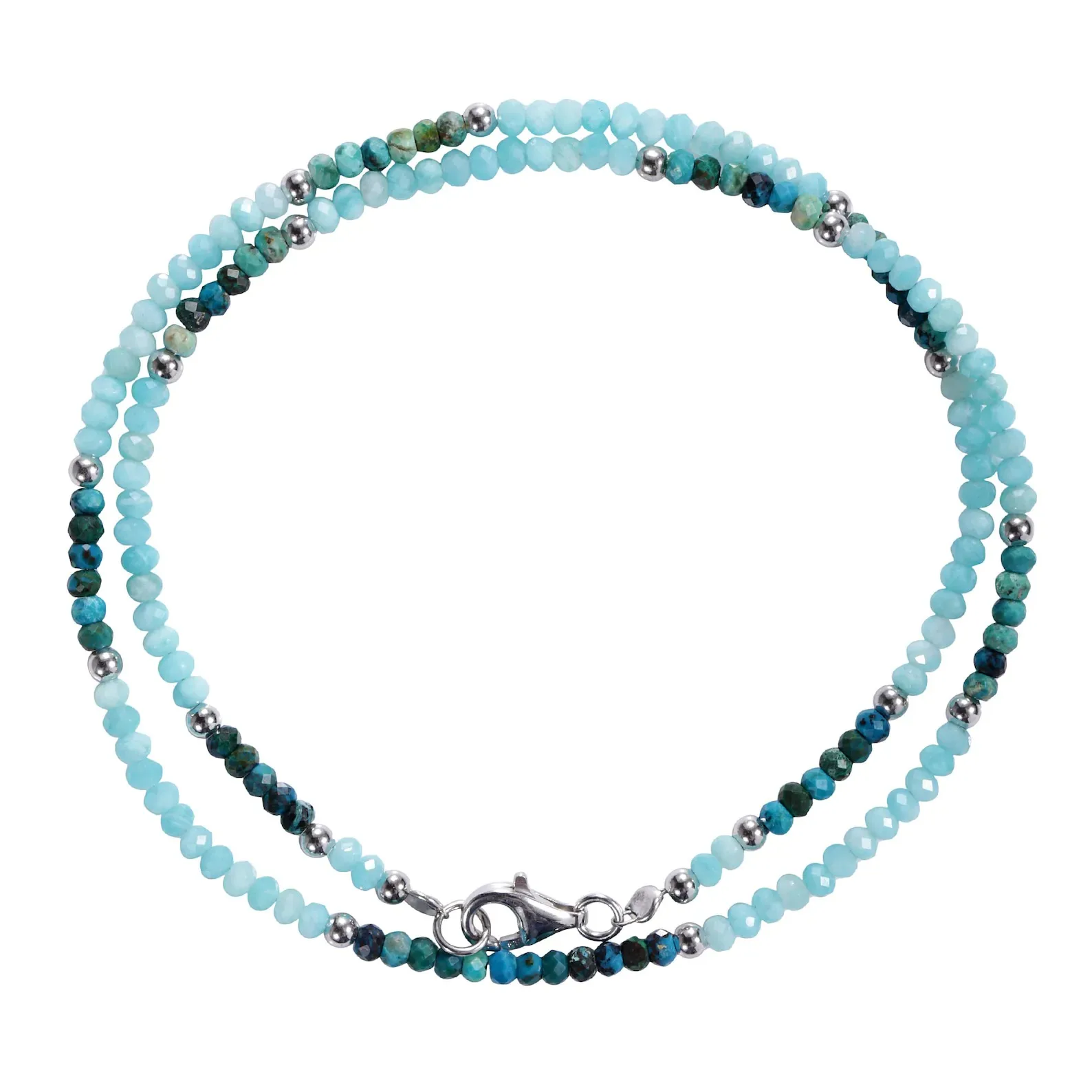 Chrysocolla and Amazonite Necklace Gemstone beads necklace blue statement necklaceSterling silver gemstone necklace for her