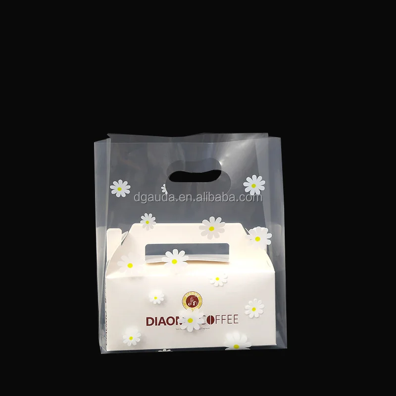 
custom wholesale transparent Eco-Friendly biodegradable Die Cut Handle Plastic Clothing Shopping Bags With Printing Logo 