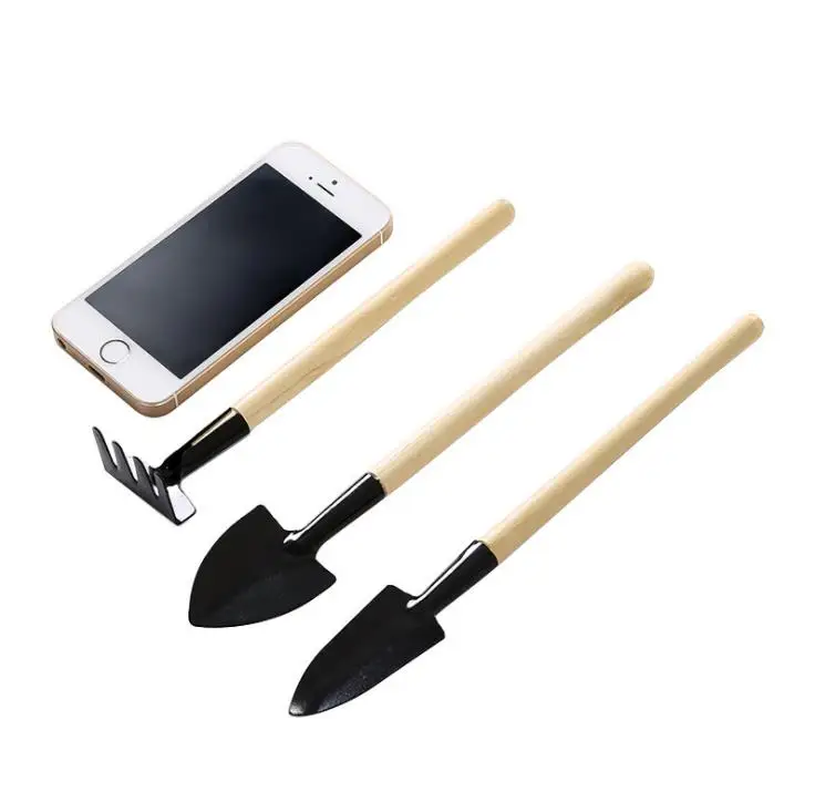 Mini Set of 3 Tiny Indoor Garden Tool, Hand Planting Tools, Small Shovel/Rake/Spade Succulent Soil Tools for Indoor Gardening