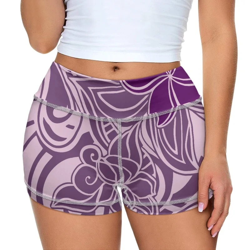 Purple Polynesian Texture Yoga Shorts For Women Wholesale Direct Sales Workout Shorts Fitness Sports Short Legging Gym Clothing