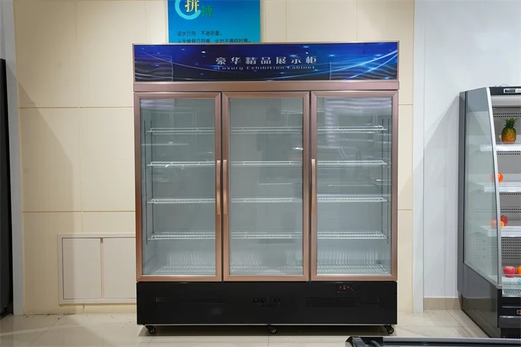 Aluminium-alloy three doors Beer Cabinet Commercial Beverage Refrigerator Vertical  beverage display cooler