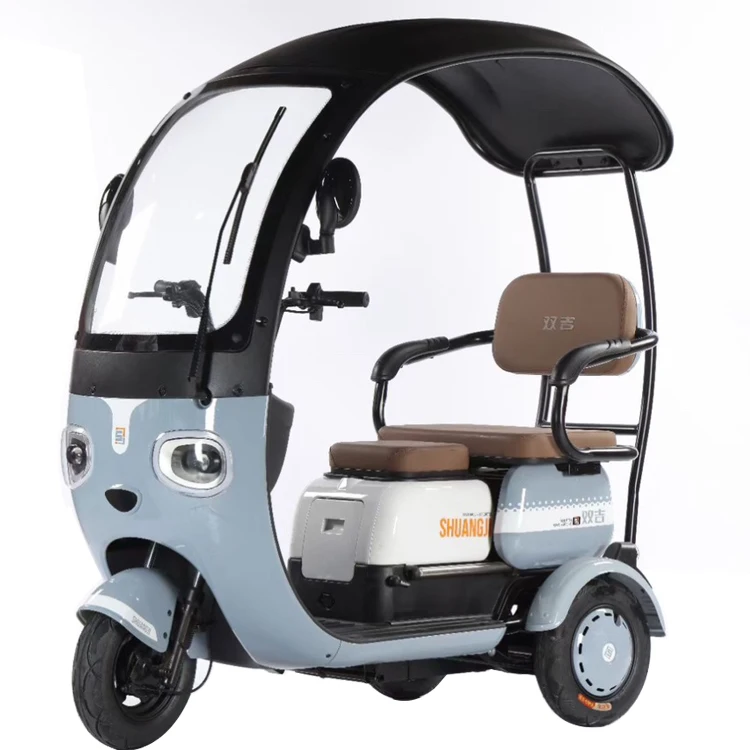 new model factory wholesale 60V 72V 1000W lead acid battery fat tire e trike electric passenger tricycle with roof