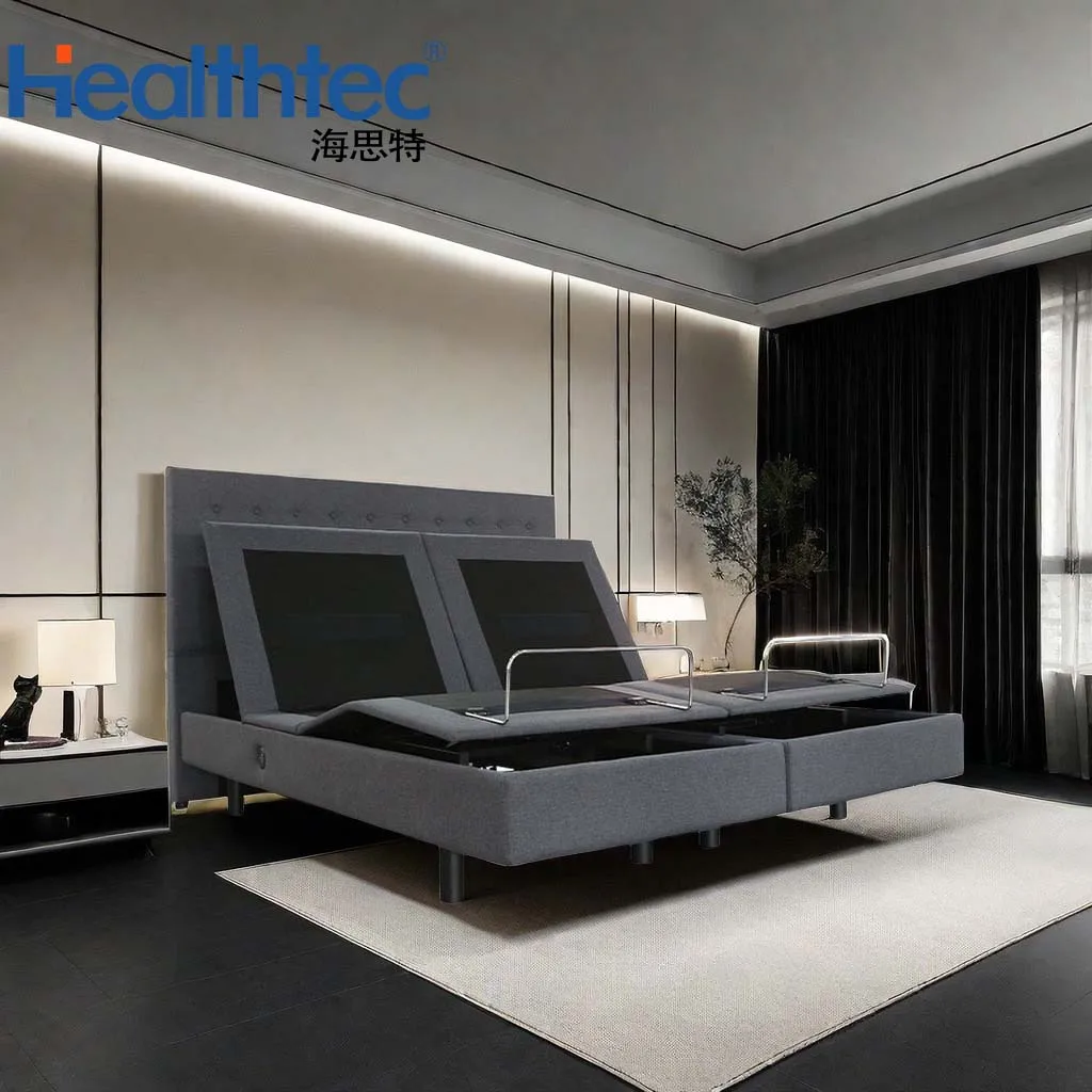 Multifunctional Electric Bed Frame Healthtec Okin Motor Remote Control Split King Adjustable Smart Bed