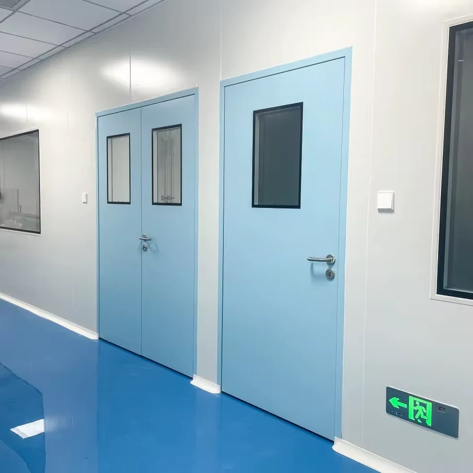 Professional Supplier Single Leaf Multipurpose Clean Room Fire Safety Exit Clean Steel Door With View Window
