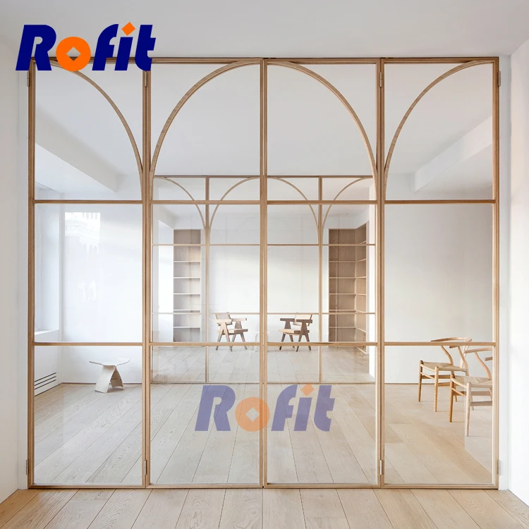 Factory custom rust-proof iron entrance single glass church door Double entrance wrought iron door villa