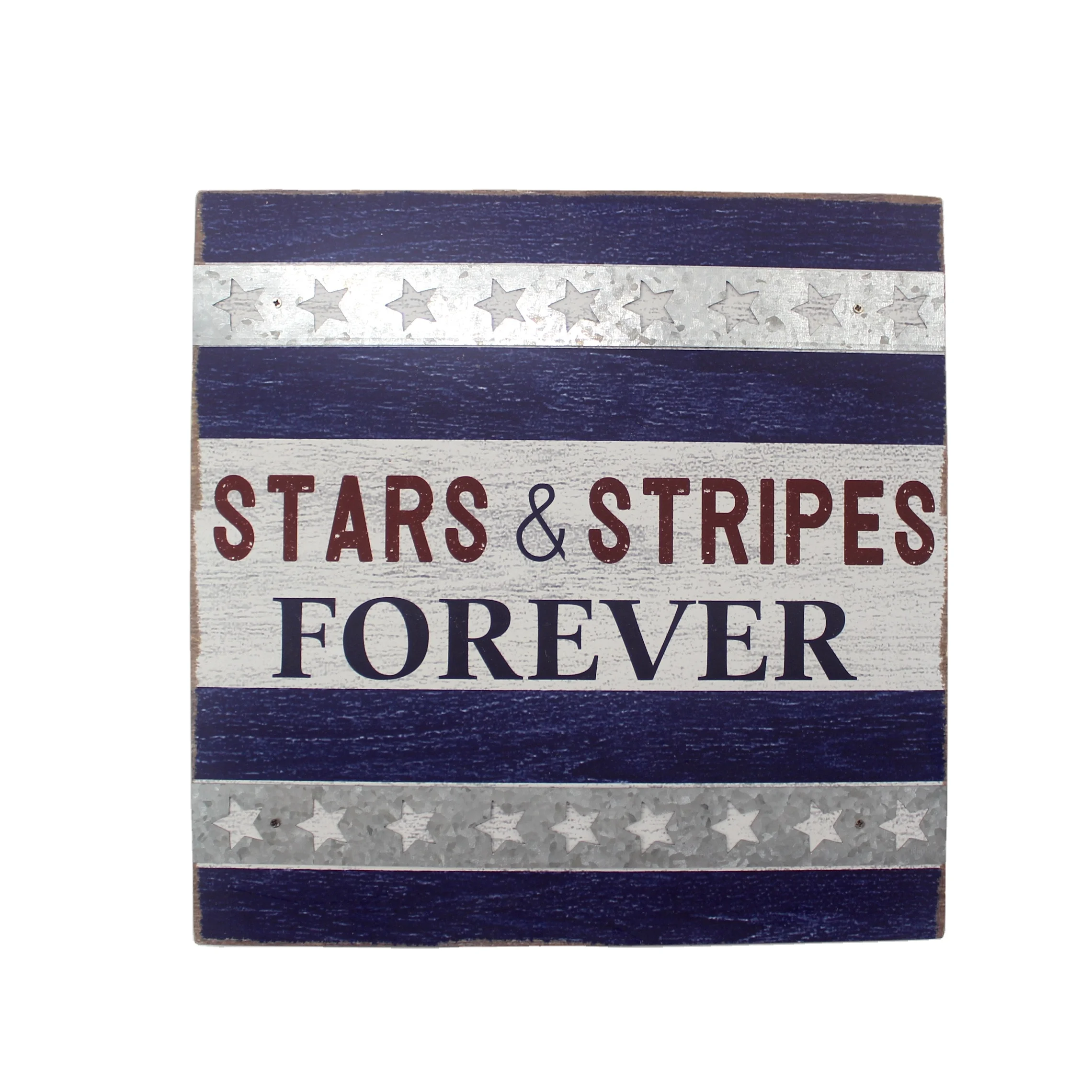 
Stars & Stripes Forever wholesale mdf wall mounted wooden sign wall decor mdf 