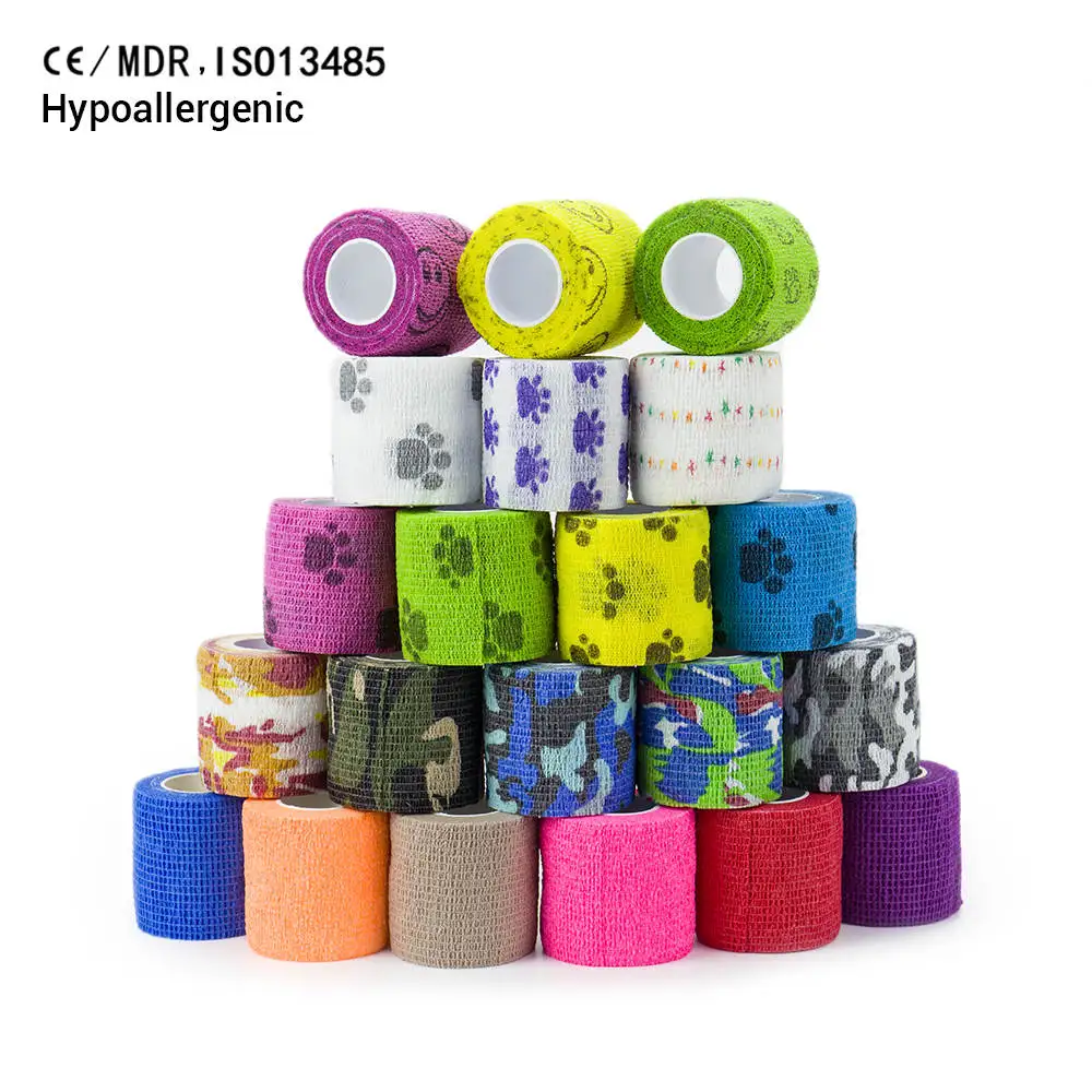 2023 Athmedic Спорт Китай лошадь Водонепроницаемая эластичная качественная латексная когезионная повязка загар самоклеящаяся повязка