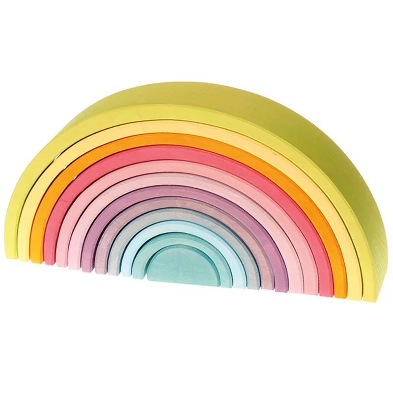 Customize Logo 12 Layers Wooden Rainbow Building Blocks Grimms Toys