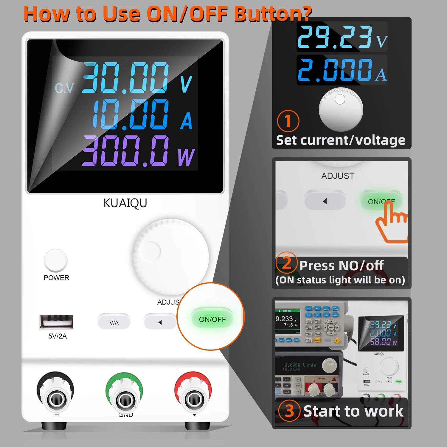 KUAIQU SPPS-A3010D Laboratory Benchtop DC Voltage Regulator Encoder Adjustable LCD Digital Voltage Regulator 30V 10A