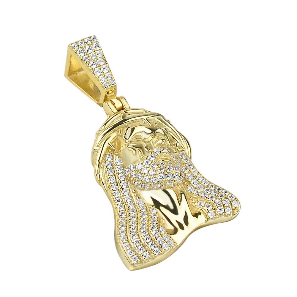 14k Gold Plated Rattan Corolla Jesus Religious Faith Christianity Pendant Necklace Hip Hop Iced Out Jesus Pendant