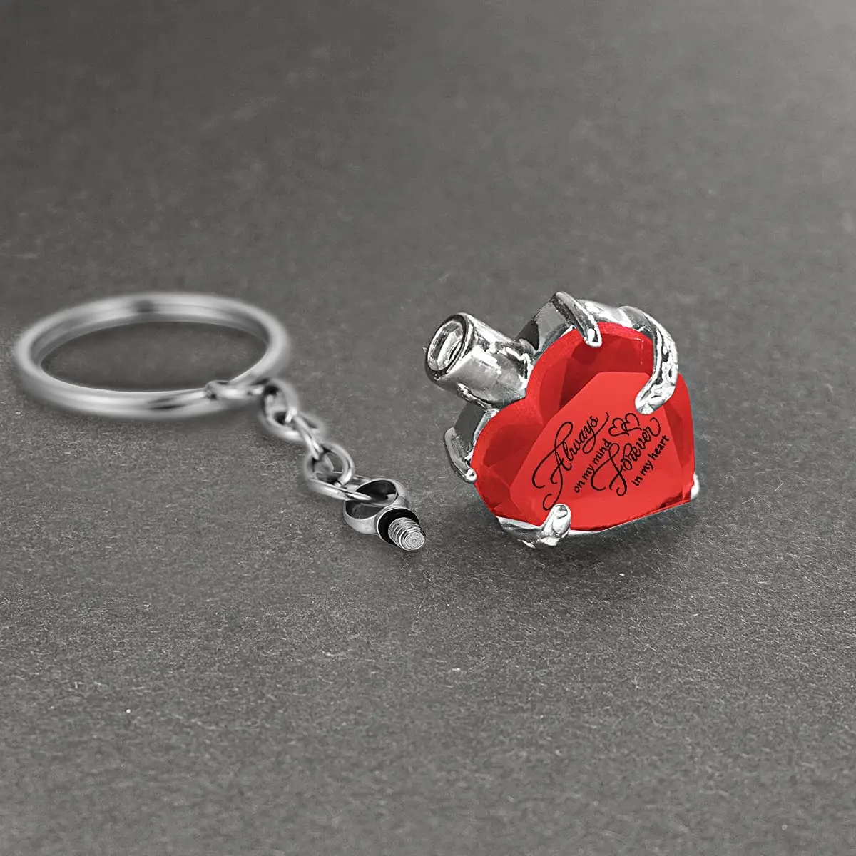 Heart shape Crystal Pendant Memorial Key Chain Cremation Urn for Human Pets Ashes Keepsake Key Ring Jewelry to Men Women