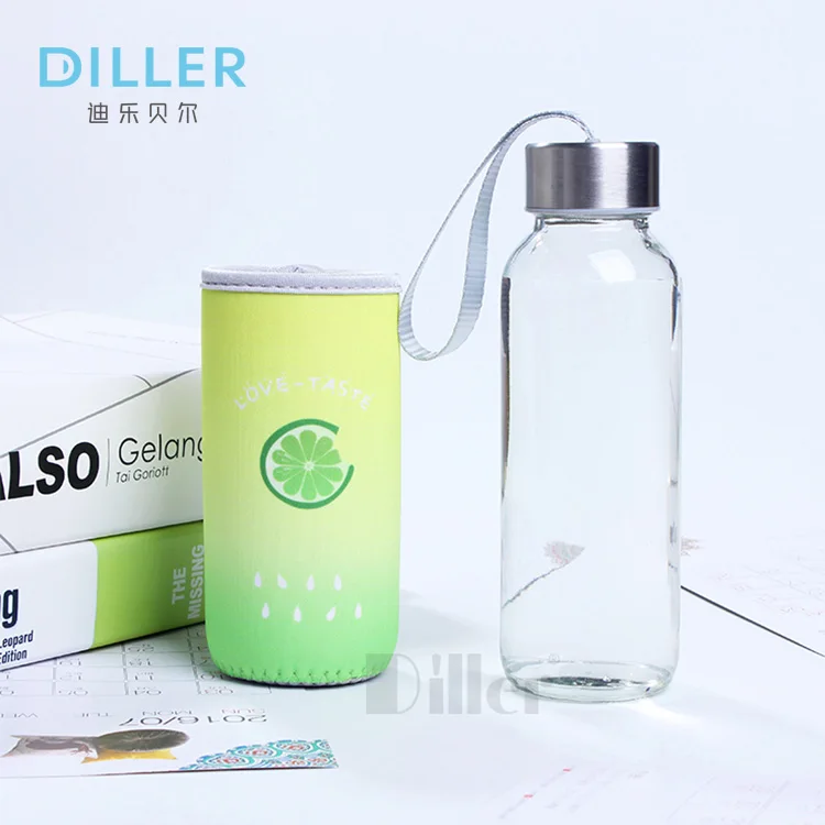 
Eco friendly custom logo 500ml portable borosilicate glass water bottle for drinking water 