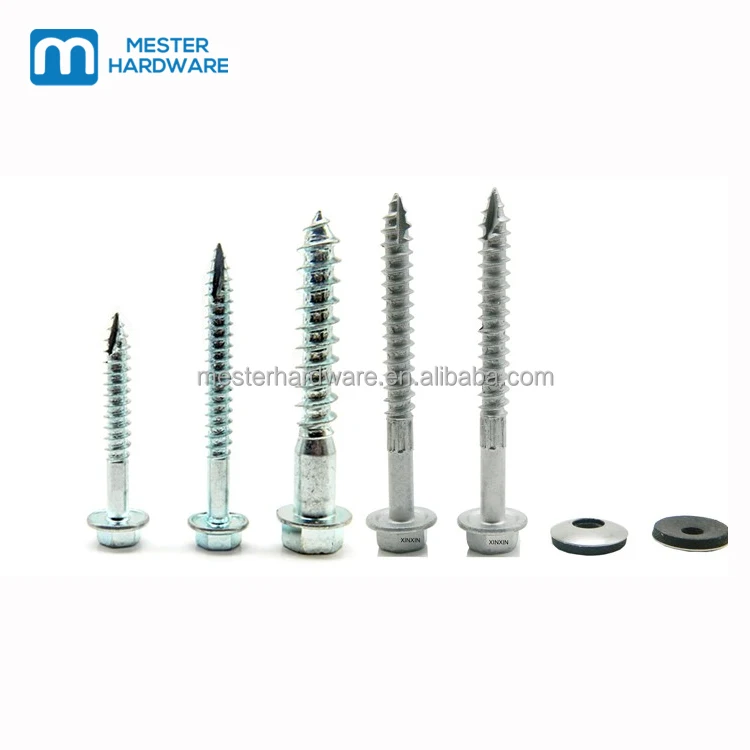 #10 x 1-1/2 Hex Washer Head Metal Roofing Screws Type 17, Self Tapping Wood Screws with EPDM Washer