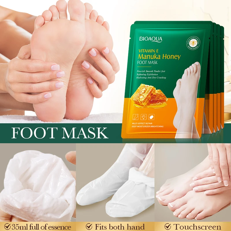 BIOAQUA Organic Vitamin E Manuka Honey Nourishing Foot Mask Beauty Products Skin Care Moisturizing Peeling Foot Masking Gloves