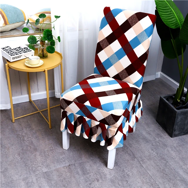 Новинка 2020, оптовая продажа, универсальные эластичные чехлы на обеденные стулья из спандекса с изображением блока из лайкры для кухни/зала/гостиной