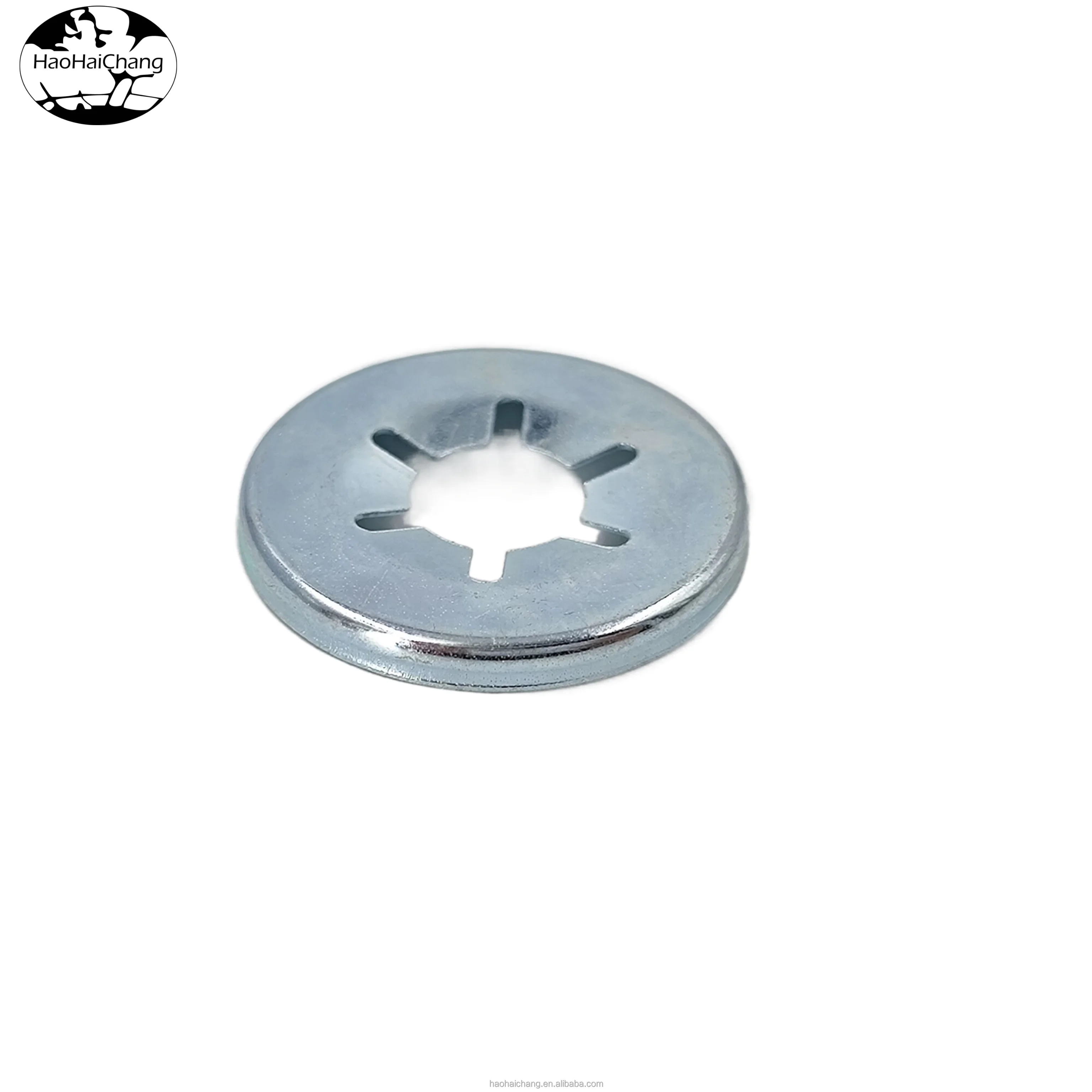 Customized non-standard stamping spring steel quincunx stop circlip blue zinc plated lock washer