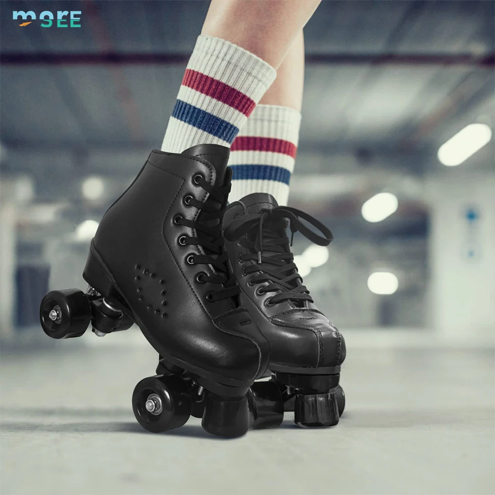 SeeMore Double Row Roller Skates Color Wheels Roller Boot Quad Roller Skates for Girls Women
