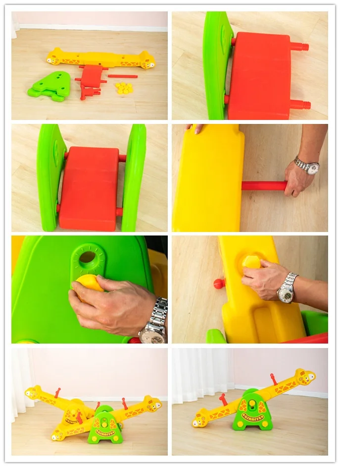 Moetry Kids Giraffe Teeter Totter Indoor Plastic Seesaw for Preschool Kindergarten Indoor Play Area