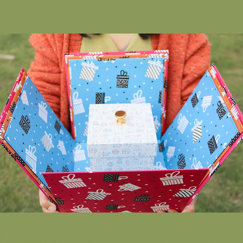 Surprise Confetti butterfly Cake Flower Chocolate Rose Cloth Shoes Paper Cardboard Rigid Birthday explosion double layer