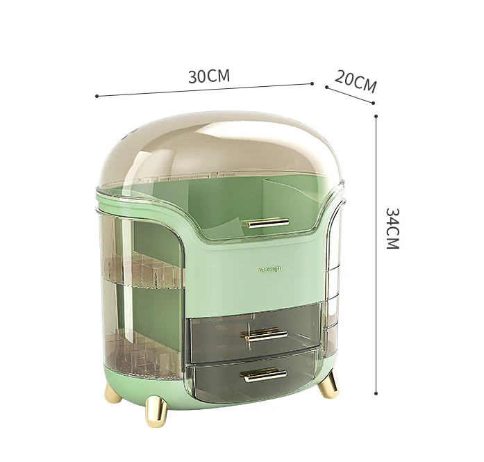 Cosmetic Organizer Glass Desktop Dustproof Drawer Large Capacity Shelf waterproof plastic storage box makeup organizer