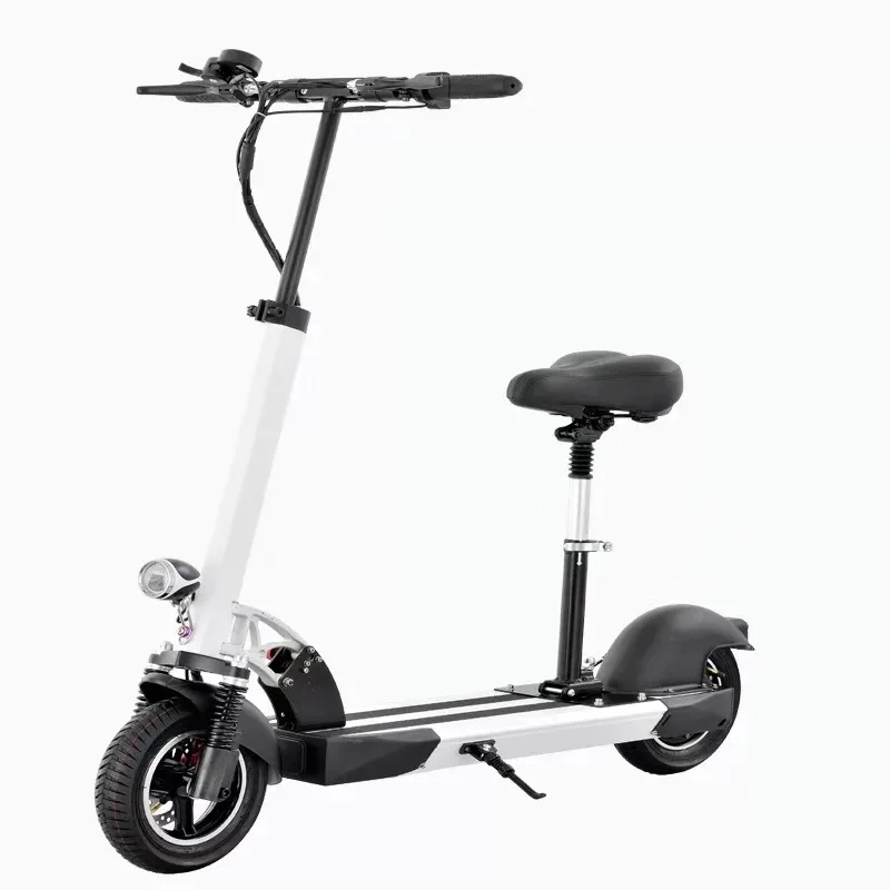 48V 10A 10Inch foldable electric scooter with seat Off-road Two-wheel Powerful Scooter New Design disc brake Drop Shipping