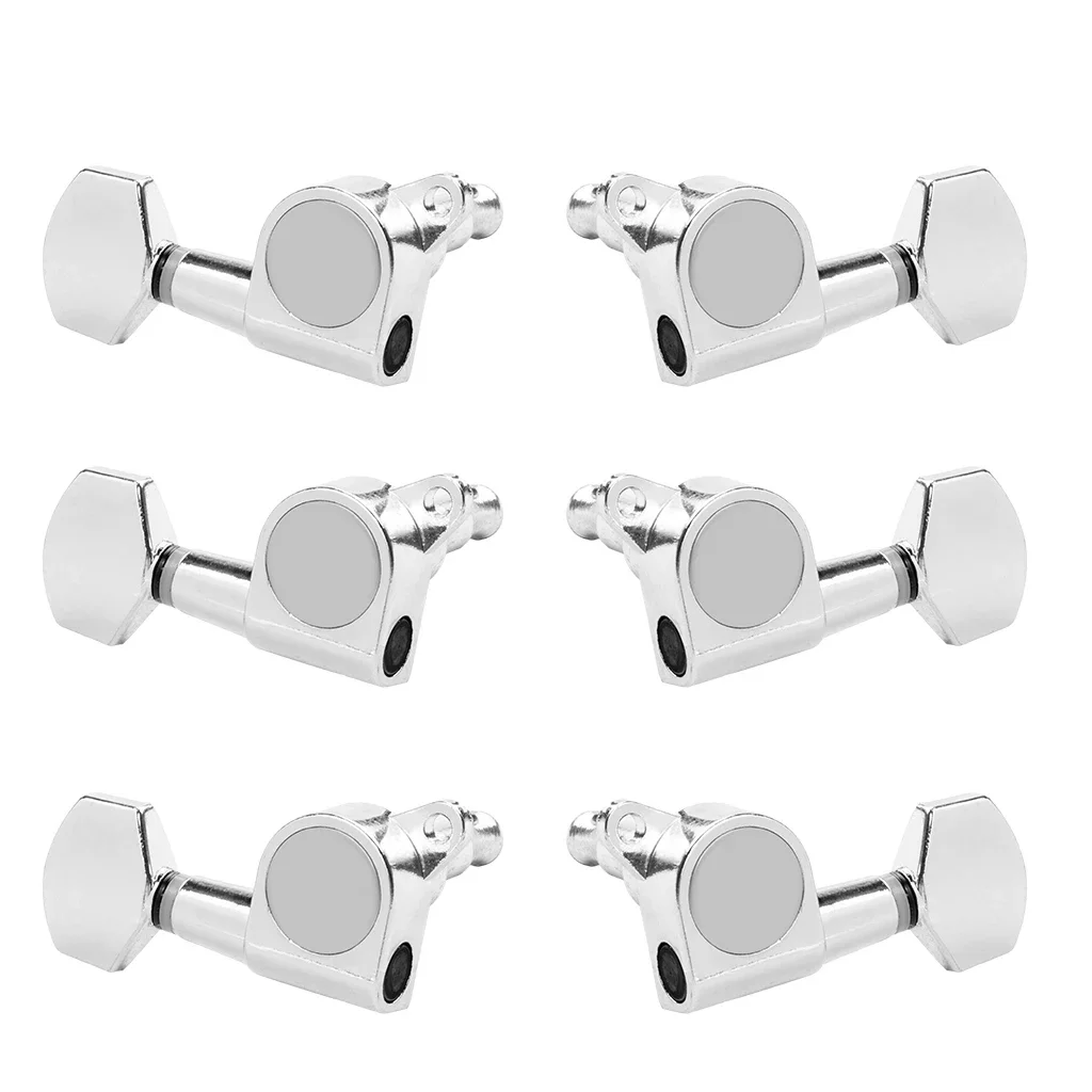 NAOMI 3L3R Acoustic Guitar Tuning Pegs Machine Head Tuners Chrome Knobs Tuning Keys Wear-Resistant Enclosed Locking Tuners
