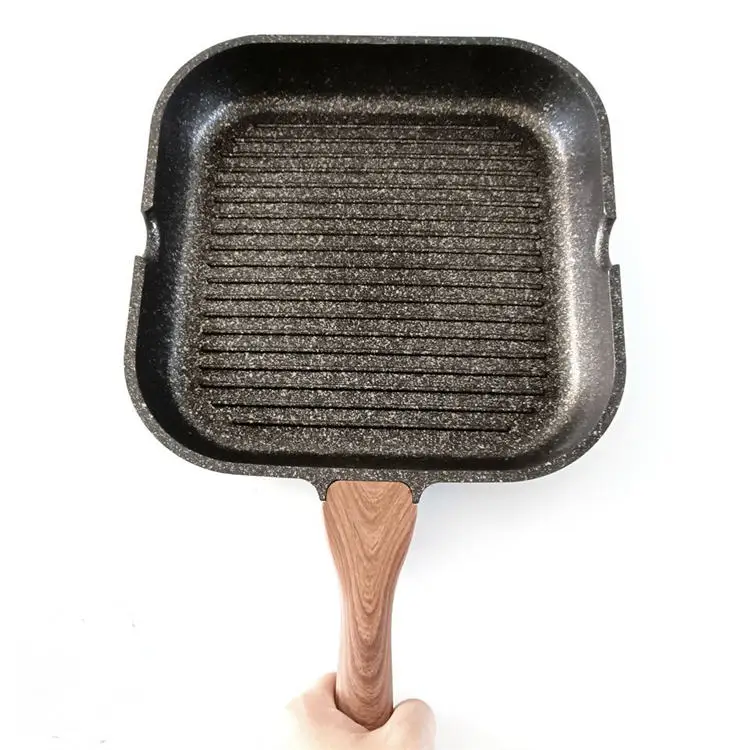 Manufacturers stock steel handle double bottom frying pan sanding non-stick aluminum frying pan