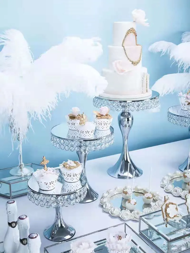 wholesale supply modern European wedding cake holder stand sets dessert party decorative fancy rotating cup cake holder