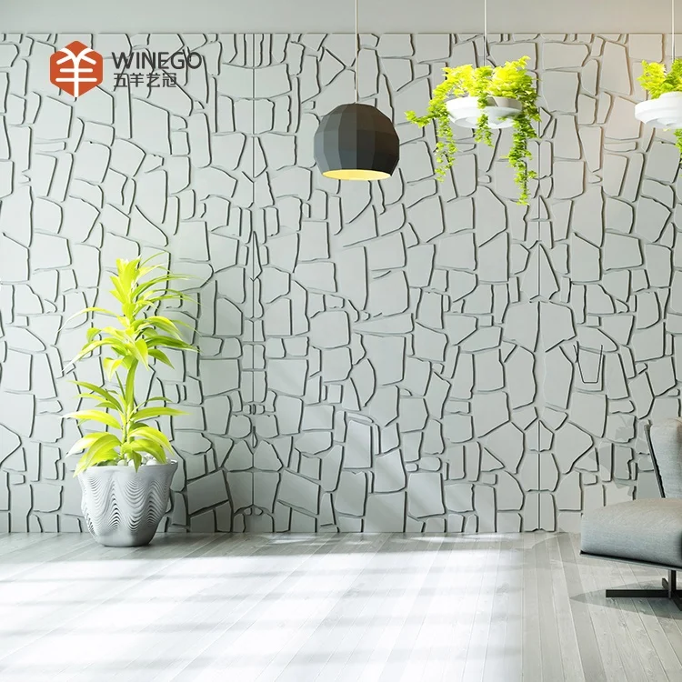 Classic Pattern Embossed Decorative Effects Painted 3D Wave MDF  Wall Panel for Interior Home and Office