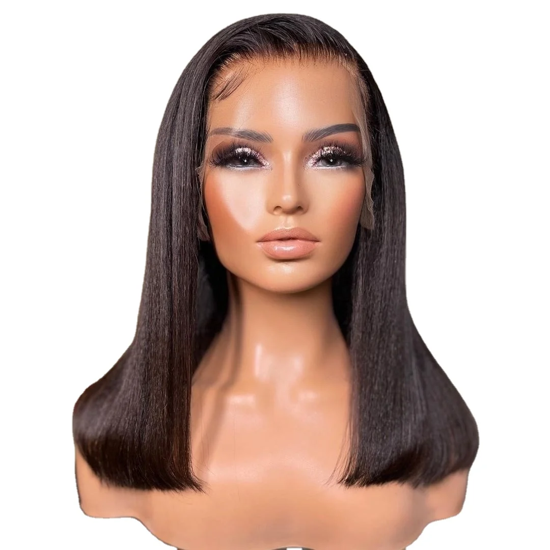 LINDAL Fashion Bob Lace Front Wig Human Hair,Human Hd Lace Indian Virgin Human Hair Wig,Straight Unprocessed Raw Virgin Hair Wig