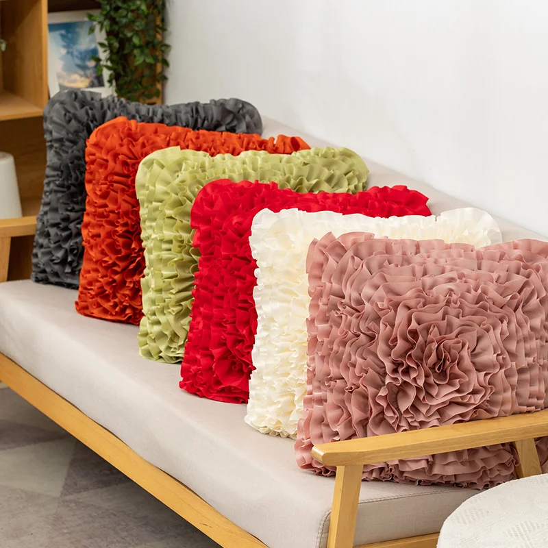 Velvet Handmade 3D Floral Throw Pillow Cover with Hidden Zipper for Couch Bed Living Room Home Decor