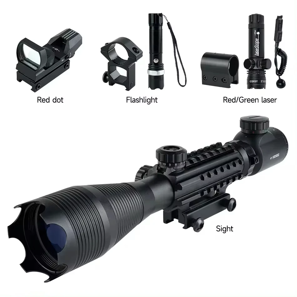 High quality 4-16X50EG outdoor shooting optical sight red and green laser flashlight red dot combination suitable for hunting