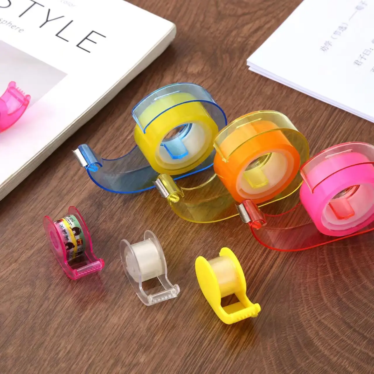 Small Tape Dispenser Portable Tape Holder Tear Tape Cutter Glue Adhesive Paper Machine Base Seat Desktop Cuttin