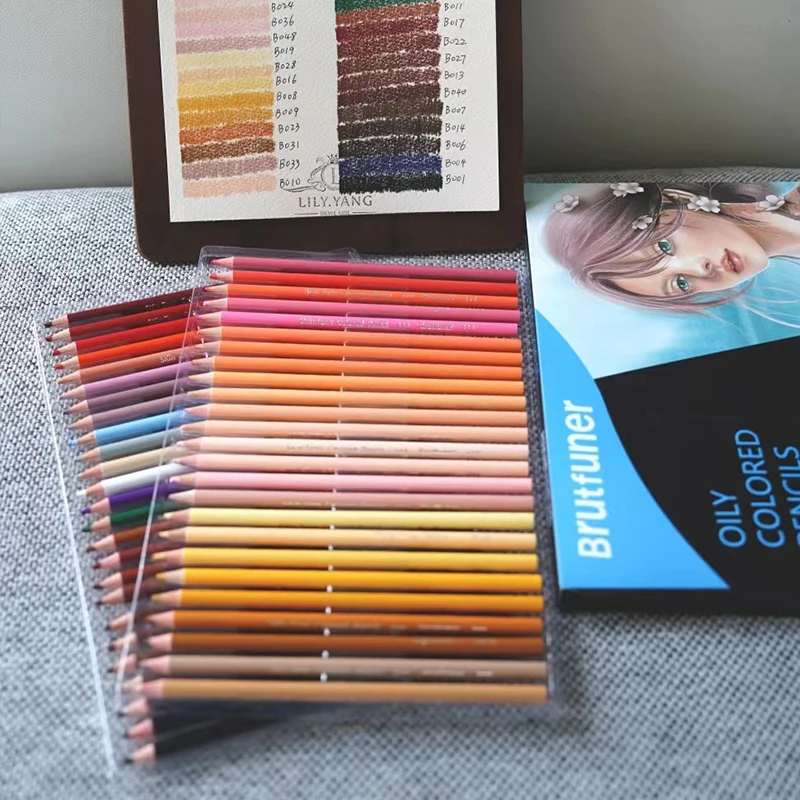 Brutfuner 26/50/72Colors Sketch Oily Color Wooden Pencil Professional Portrait Art Sketching Drawing Pencil Set