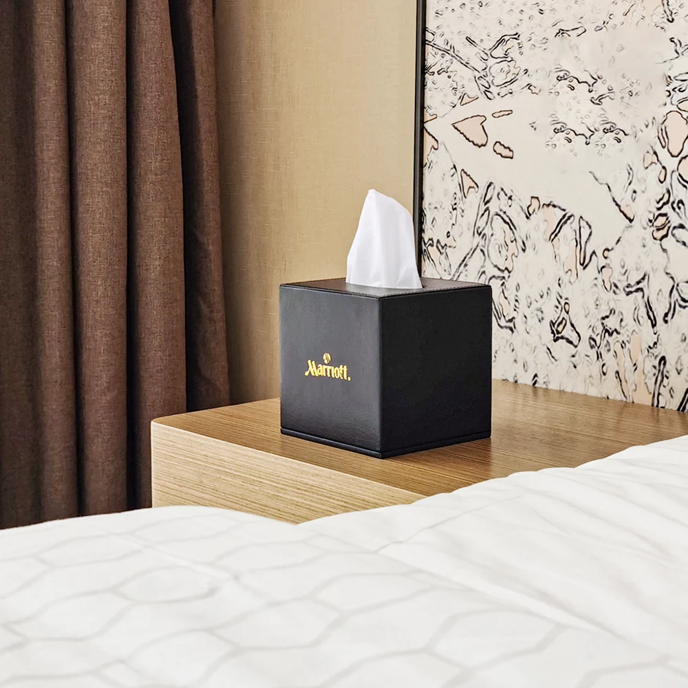 Hotel room leather accessories convenience tray rack set hotel disposable Tissue Box Remote Control Box